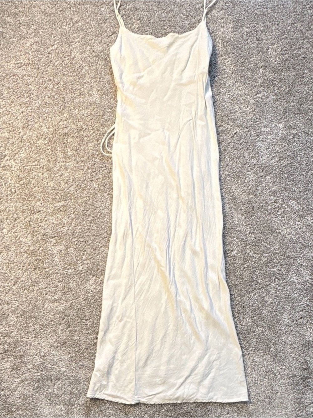 Flynn Skye Cream Slip Midi Dress with Spaghetti Straps